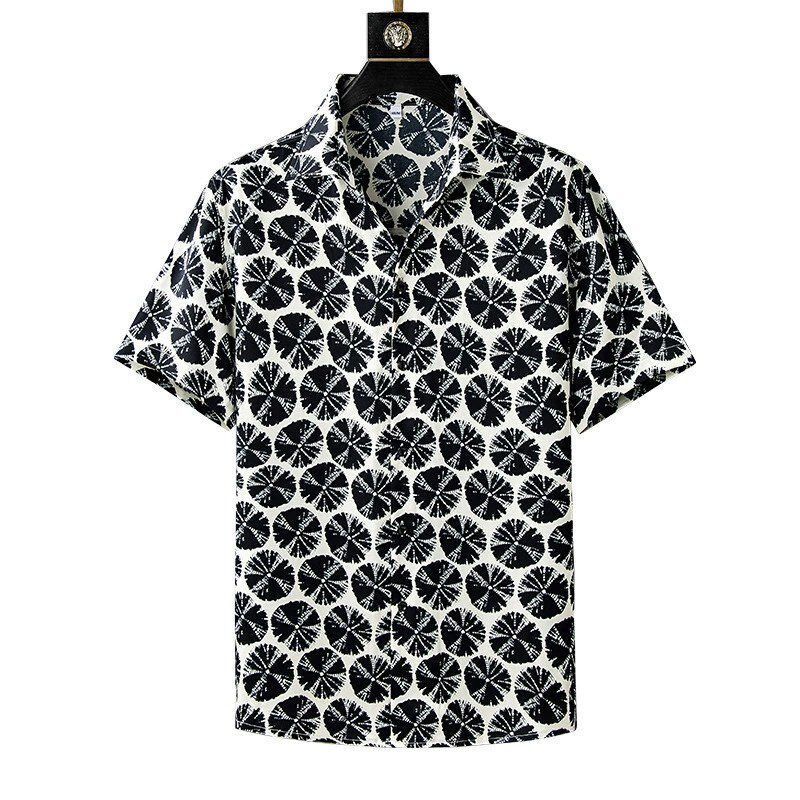 Black White Tie-Dye All-Over Print Short Sleeve Shirt view 2