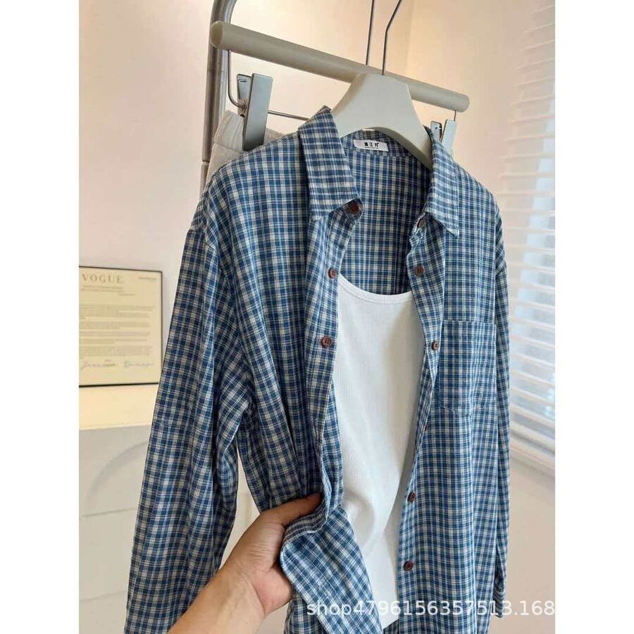 Vintage Plaid Loose Long Sleeve Shirt