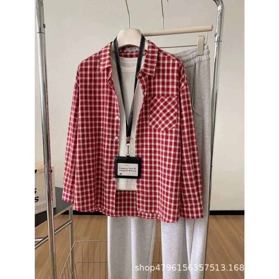 Vintage Plaid Loose Long Sleeve Shirt view 3