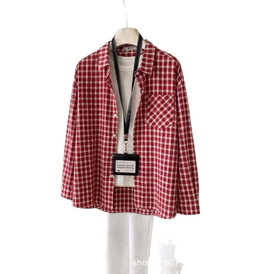 Vintage Plaid Loose Long Sleeve Shirt view 5