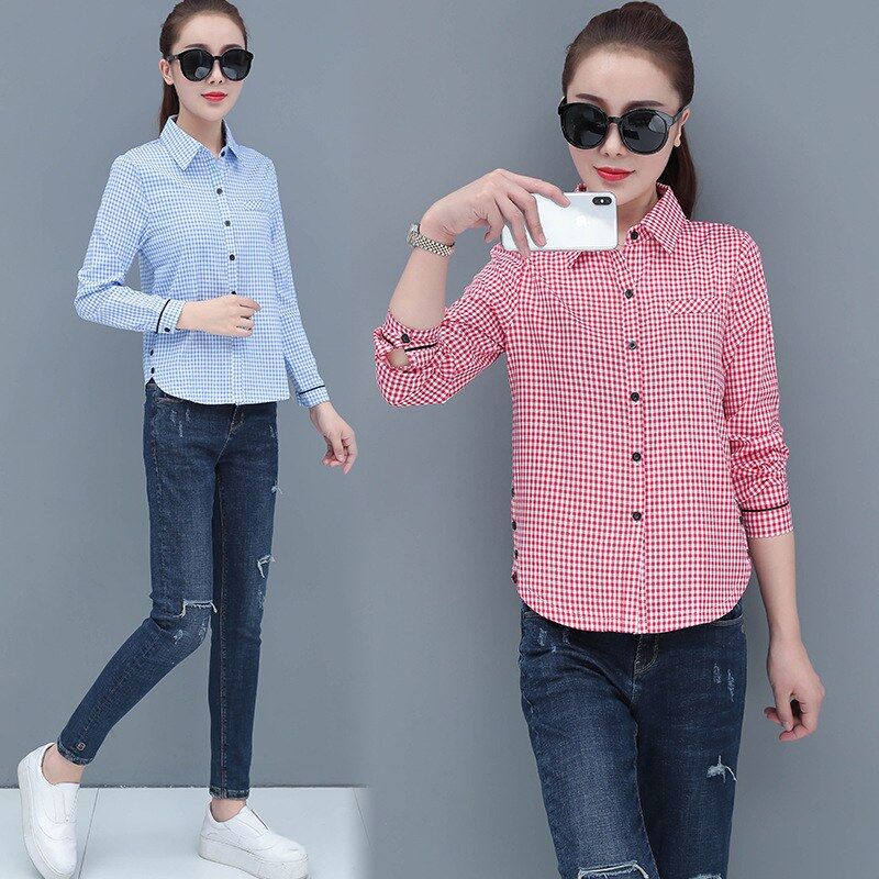 Striped Plaid Slim Long Sleeve Shirt
