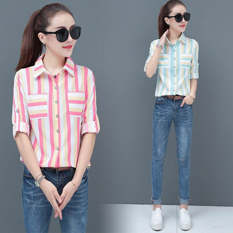 Striped Loose Long Sleeve Shirt