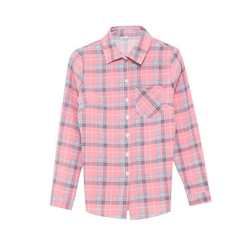 Camisa Coreana Plaid Manga Larga view 5