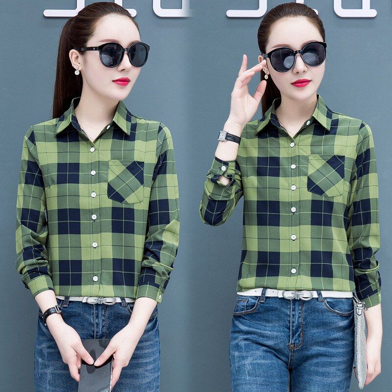 Korean Plaid Long Sleeve Shirt view 2