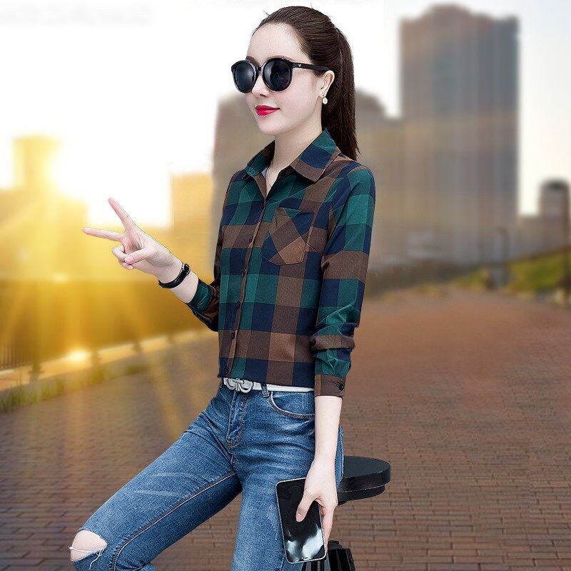Koreanisches Vintage-Karo-Langarmhemd view 8