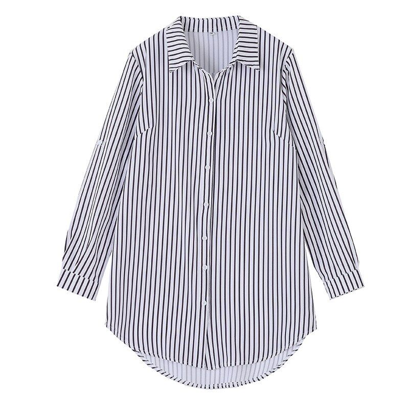 Camisa coreana de rayas manga larga view 5