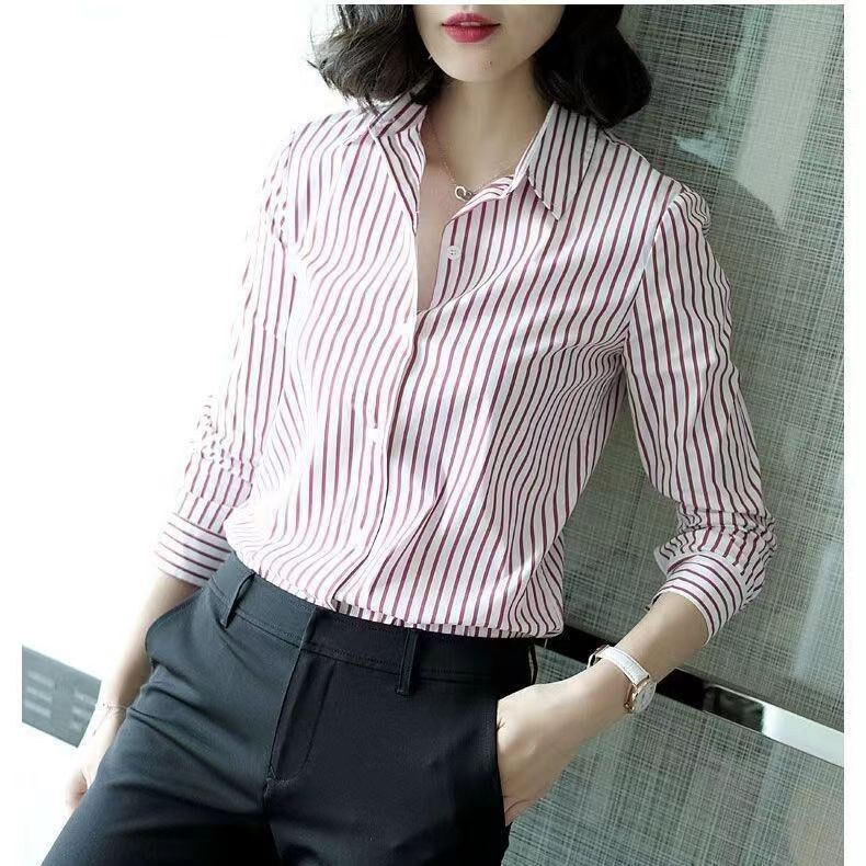 Striped Long Sleeve Office Shirt