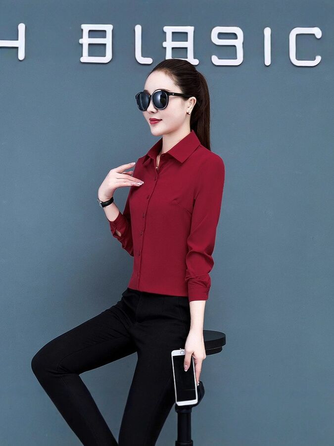 Kemeja Korea Bergaris Lengan Panjang view 2