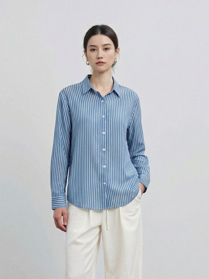 Silk Striped Long Sleeve Shirt