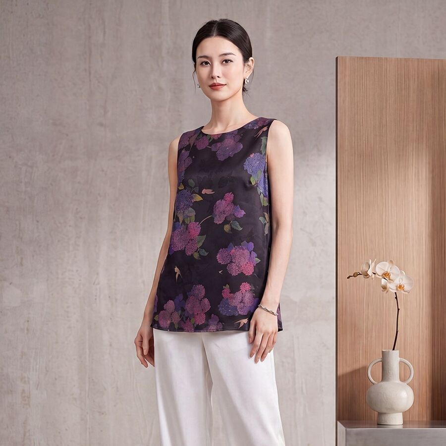 Floral Silk Sleeveless Vest view 6