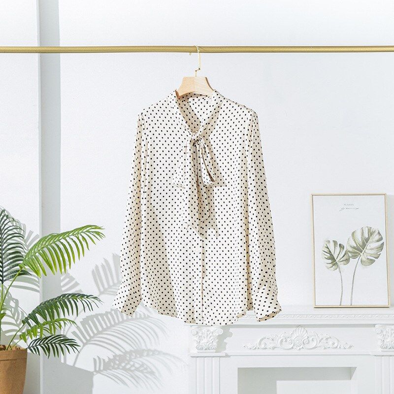 Silk polka dot long sleeve shirt