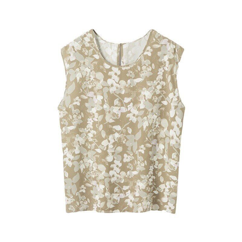 Top cami en soie floral sans manches view 5