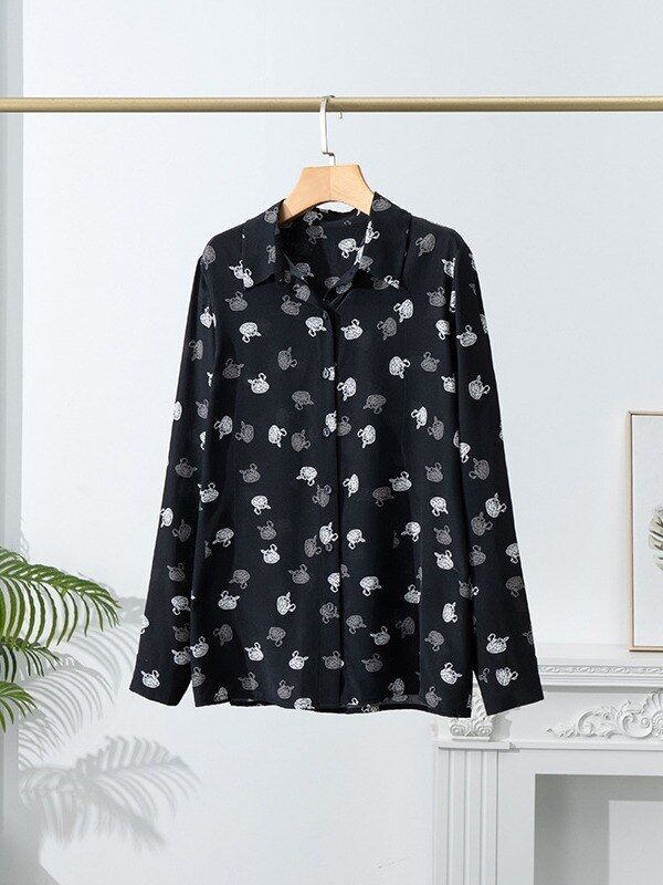 Floral silk long sleeve shirt