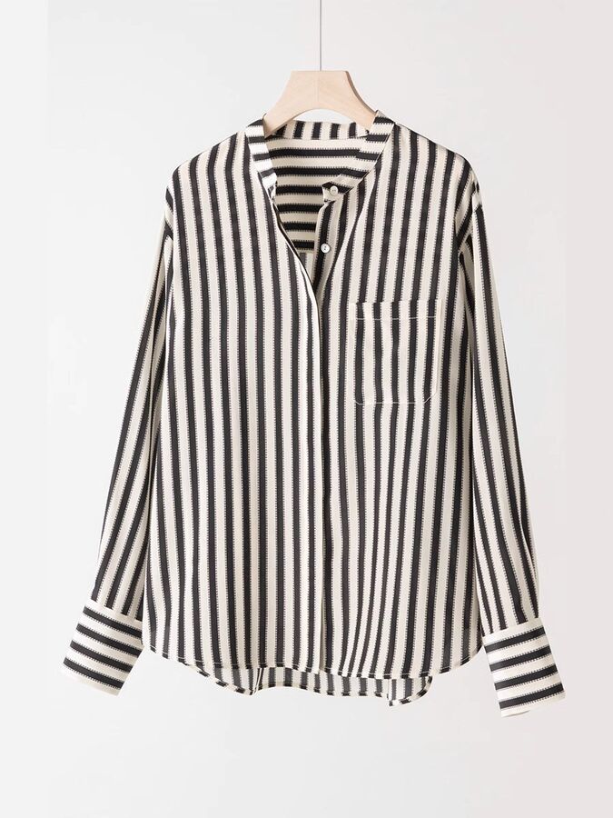 French Silk Striped Shirt Long Sleeve