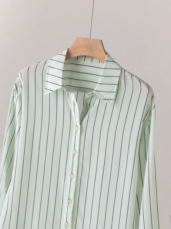 Silk Striped Shirt Long Sleeve view 3