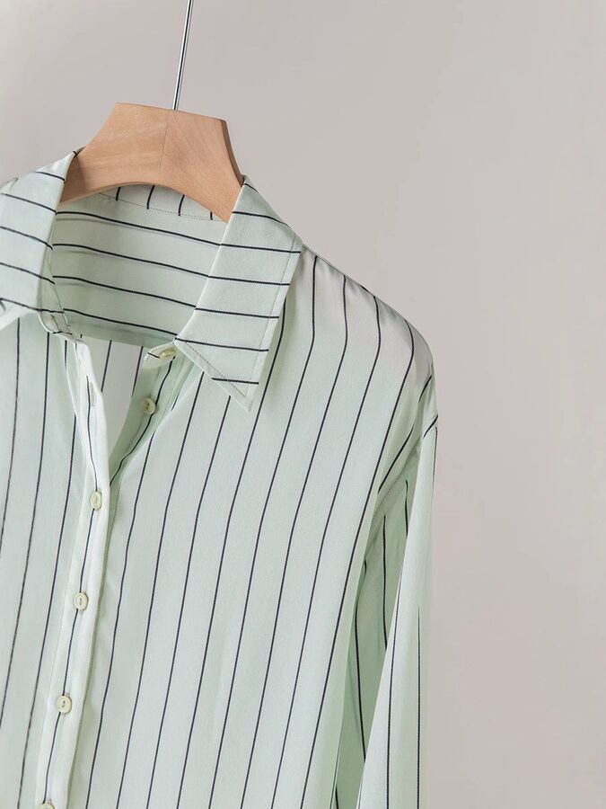 Silk Striped Shirt Long Sleeve view 4