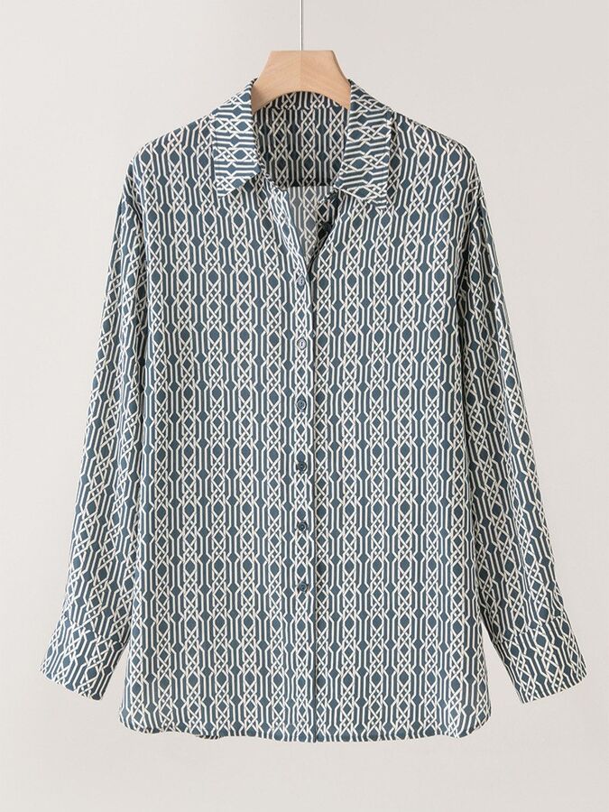 Silk Floral Shirt Long Sleeve Vintage in printed design