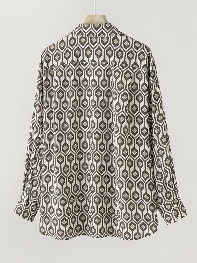 Seidenbluse Blumendruck Langarm Quadratischer Ausschnitt view 2
