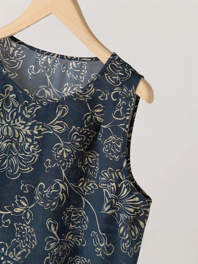 Seiden-Tanktop mit Blumenmuster ärmellos view 4