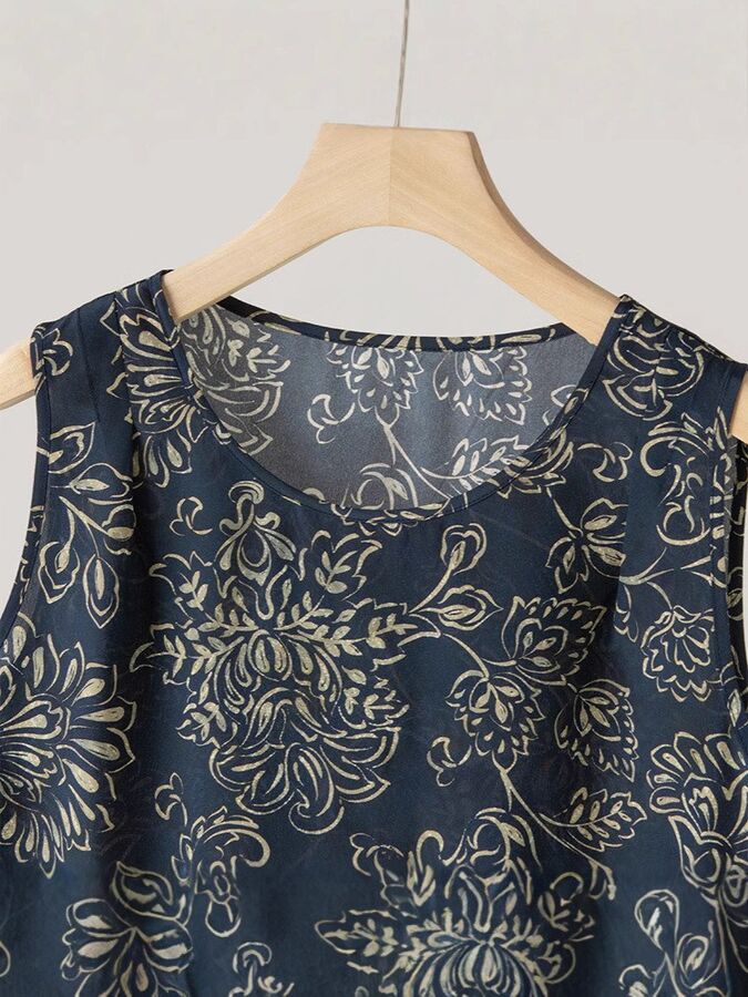 Seiden-Tanktop mit Blumenmuster ärmellos view 5