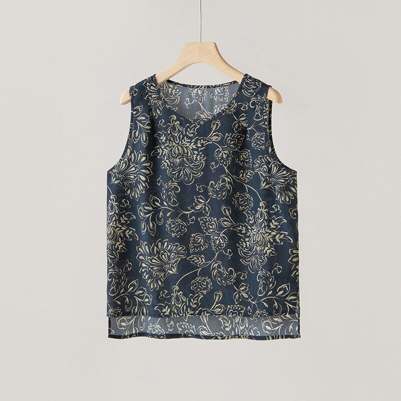 Seiden-Tanktop mit Blumenmuster ärmellos view 6