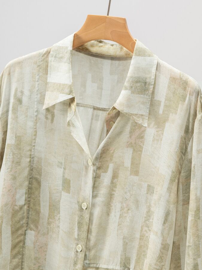 Camisa de Seda Francesa Estampada Floral Manga Larga view 2