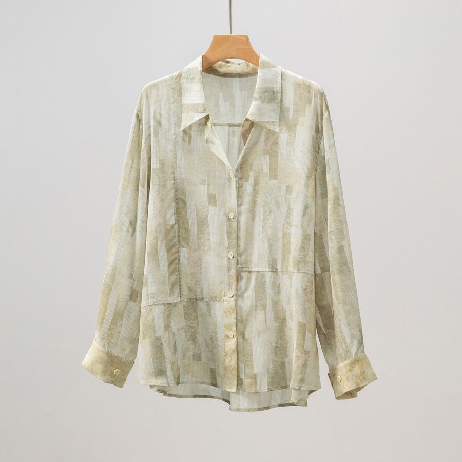 Camisa de Seda Francesa Estampada Floral Manga Larga view 6