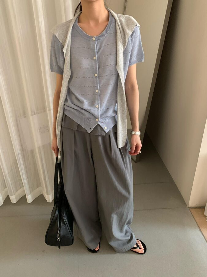 Korean Striped Hollow Out Knit Cardigan view 2