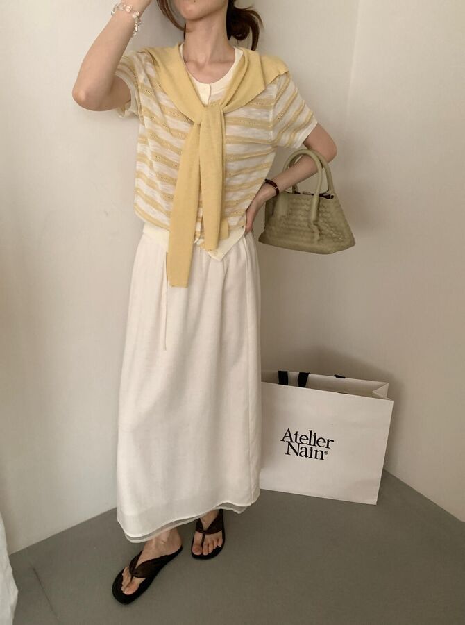 Korean Striped Hollow Out Knit Cardigan view 3