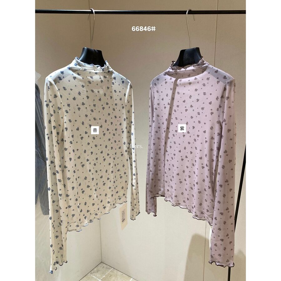 Koreanisches florales Langarm-Layering-Top view 6