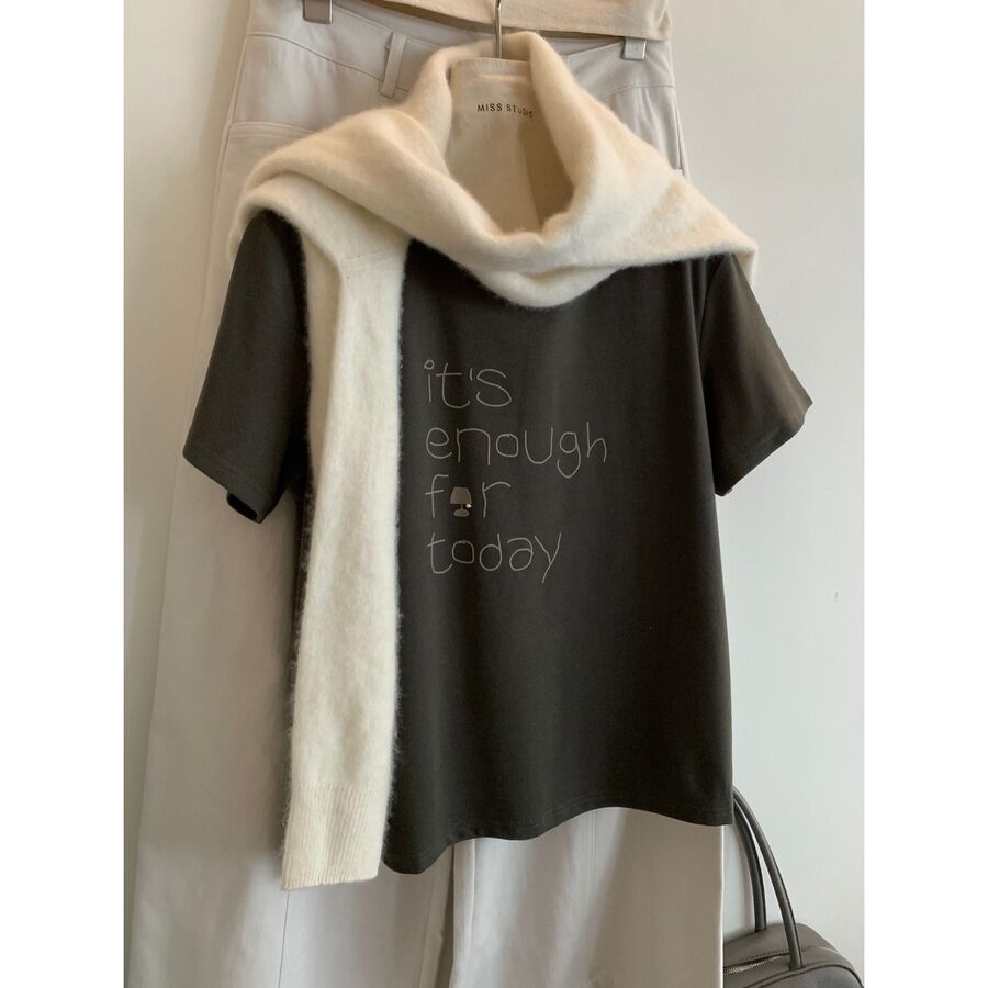 Kaos Lengan Pendek Korea Cetak Huruf view 9