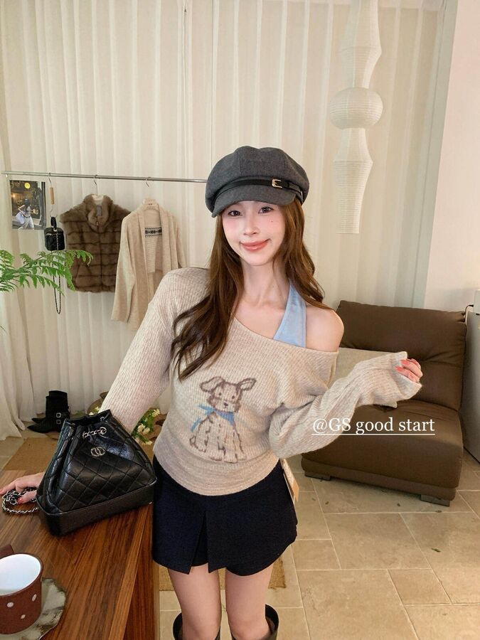 Sweet Print Halter Long Sleeve Top