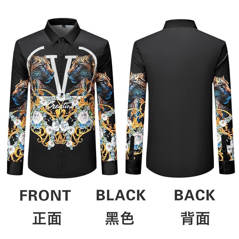 3D Digital Print Leopard Rhinestone Long Sleeve Shirt view 7