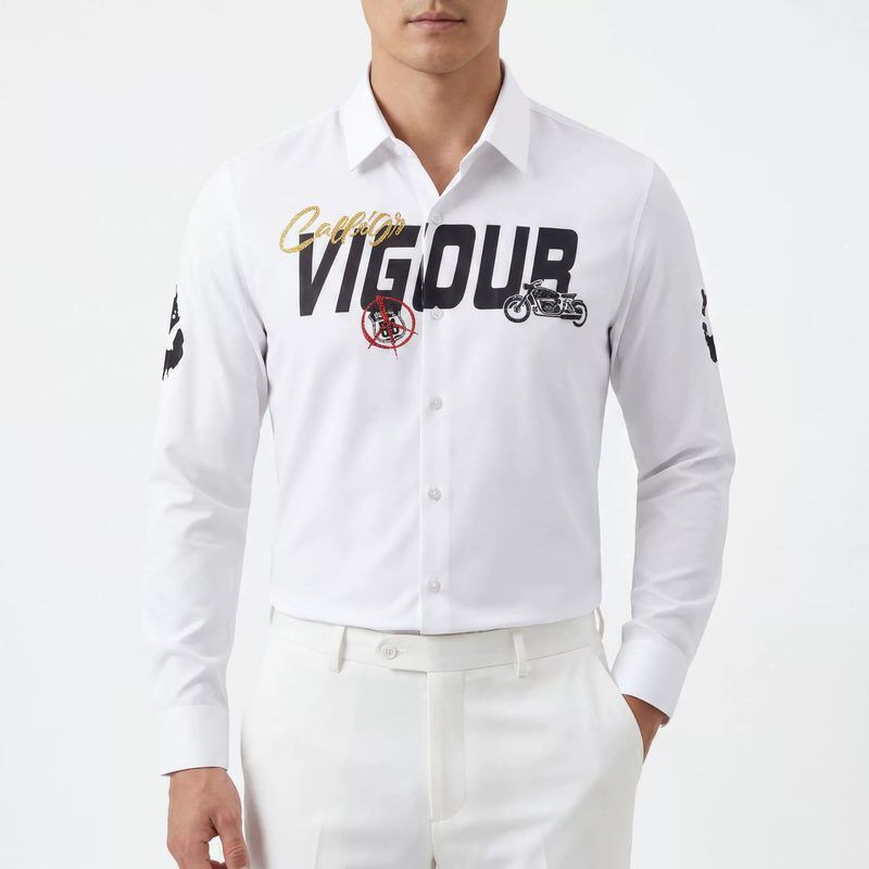 Rhinestone men shirt AC-RS-005 polyester wholesale from China