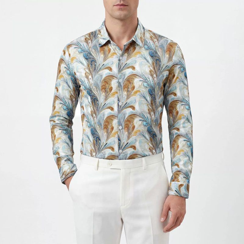 Rhinestone men shirt AC-RS-008 polyester wholesale from China