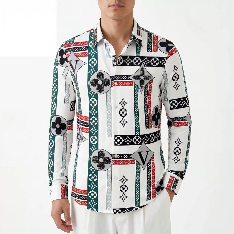 Rhinestone men shirt AC-RS-009 polyester wholesale from China