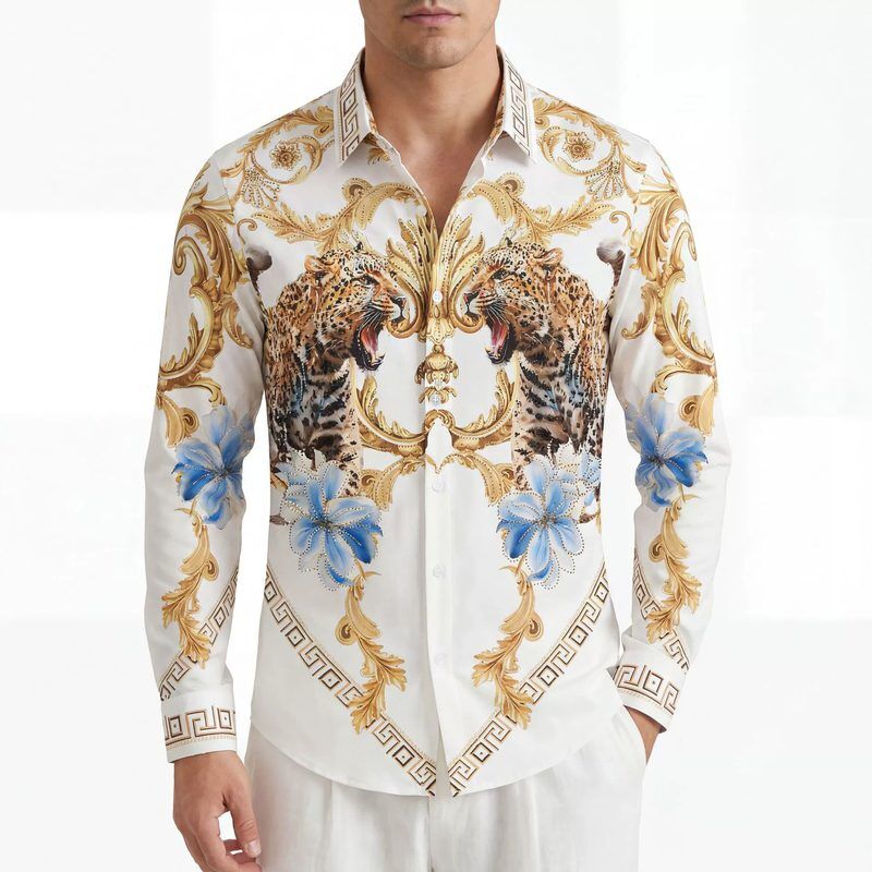 Rhinestone men shirt AC-RS-013 polyester wholesale from China