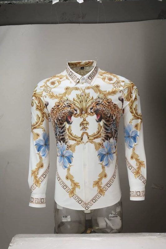 Kemeja Lengan Panjang Double Leopard Palace Rhinestone 3D Print view 6
