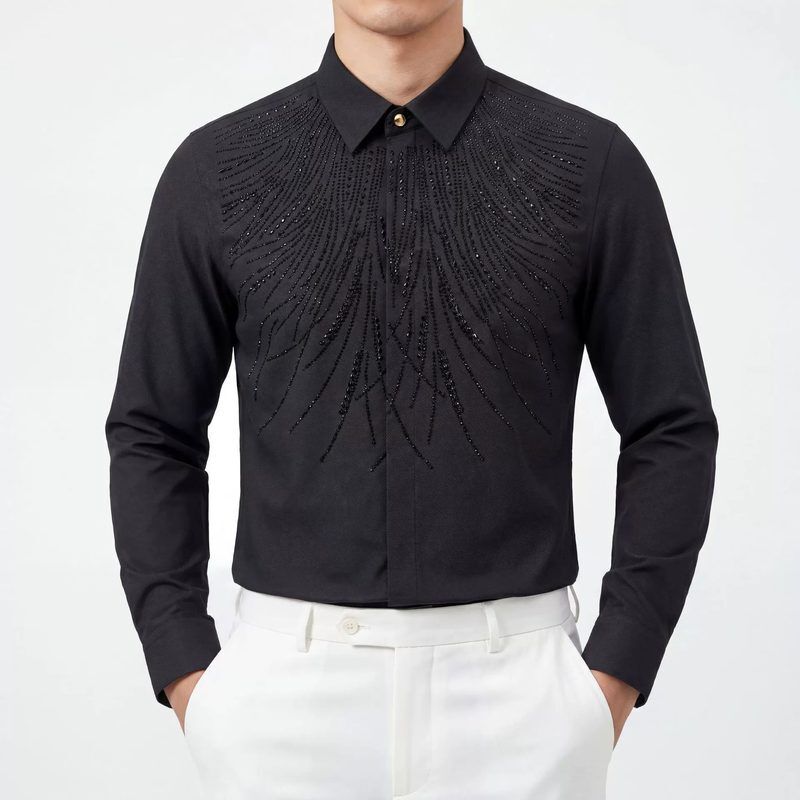 High-Temperature Rhinestone Wing Long Sleeve Shirt view 3