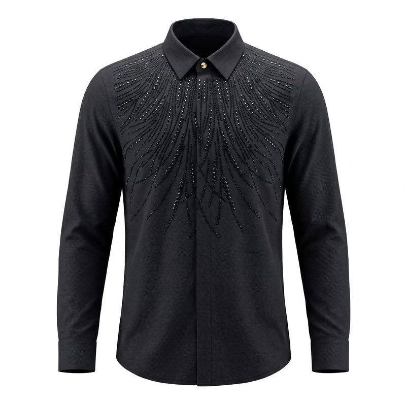 High-Temperature Rhinestone Wing Long Sleeve Shirt view 7
