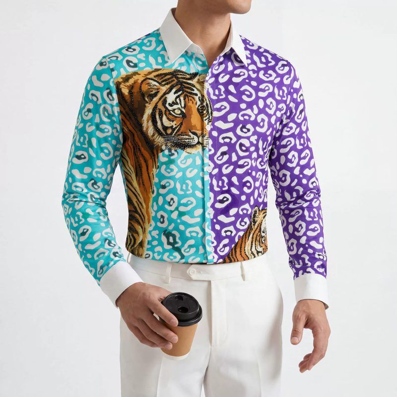 Rhinestone men shirt AC-RS-017 polyester wholesale from China