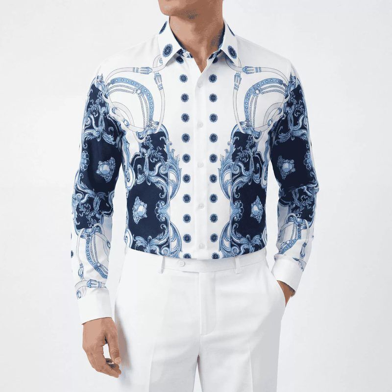 Rhinestone men shirt AC-RS-020 polyester wholesale from China