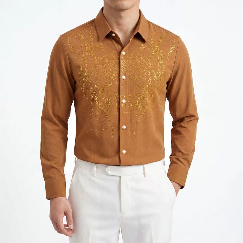 Chemise à manches longues tête de tigre étoilée et strass view 3