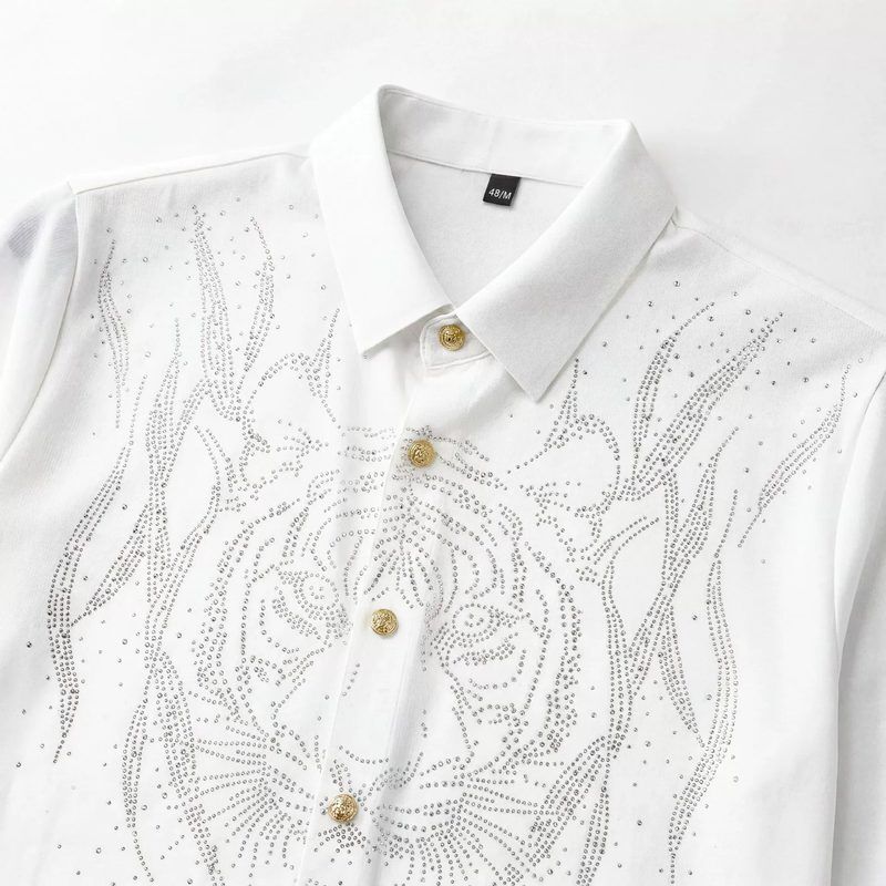 Chemise à manches longues tête de tigre étoilée et strass view 4