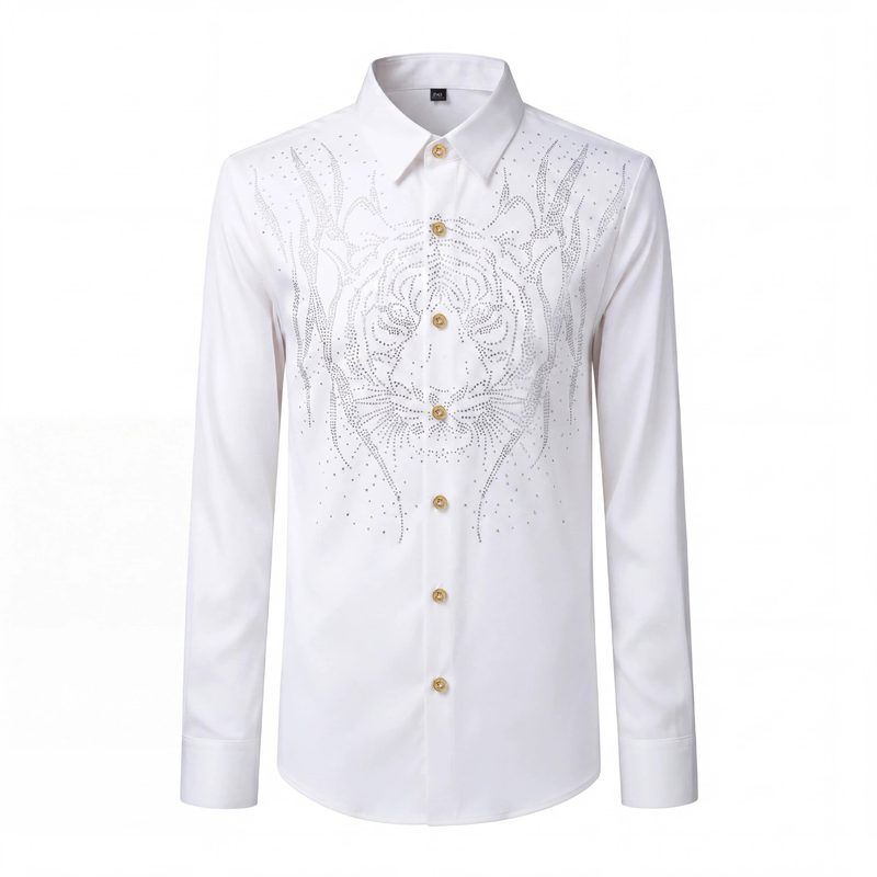 Chemise à manches longues tête de tigre étoilée et strass view 5