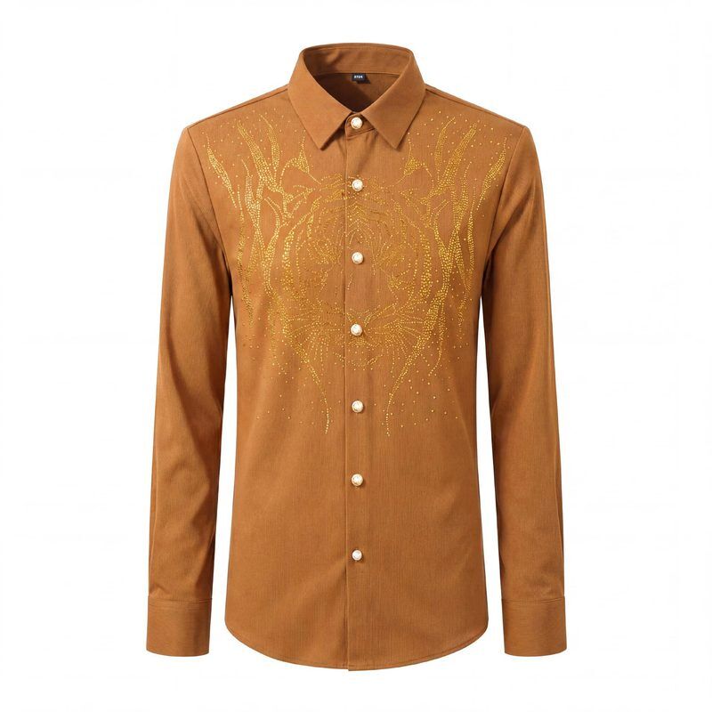 Chemise à manches longues tête de tigre étoilée et strass view 8