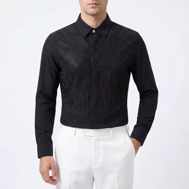 Camisa Manga Longa Estampa Cachoeira com Strass de Luxo Leve view 3