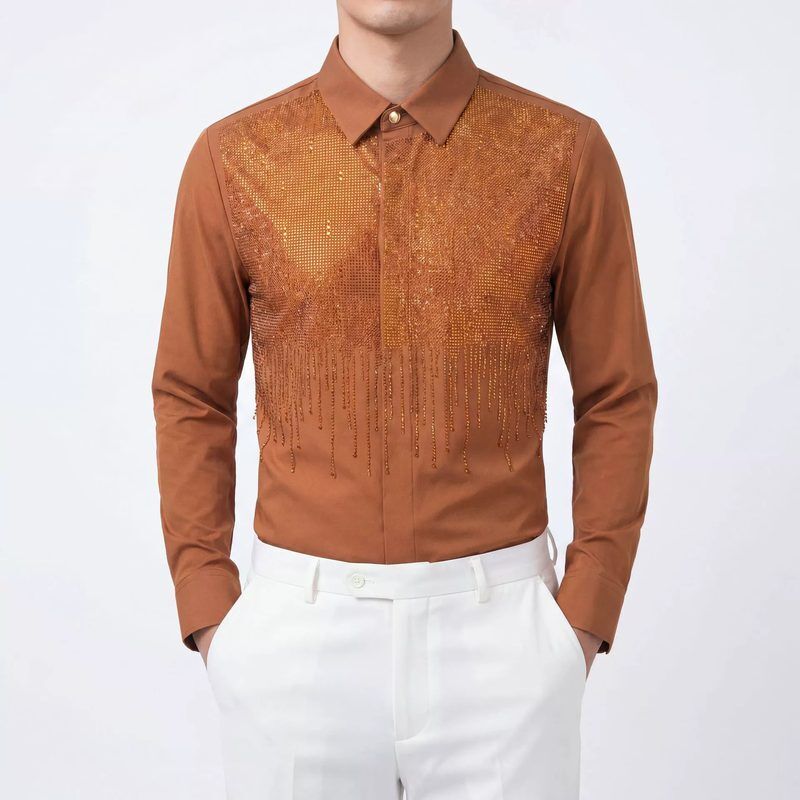 Camisa Manga Longa Estampa Cachoeira com Strass de Luxo Leve view 4