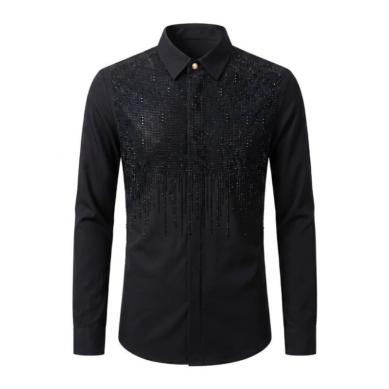 Camisa Manga Longa Estampa Cachoeira com Strass de Luxo Leve view 7