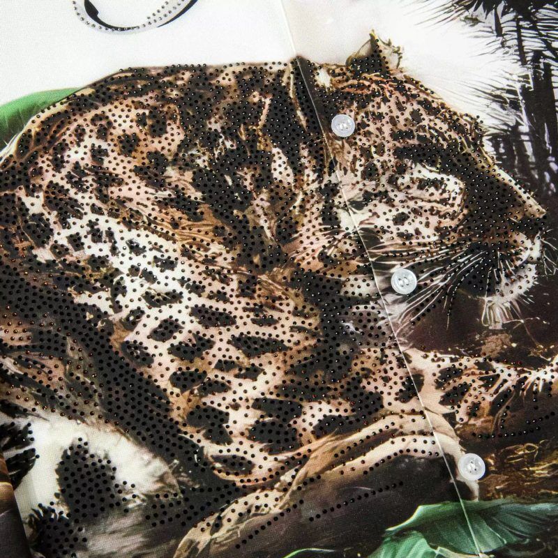 Premium Leopard Rhinestone Digital Print Long Sleeve Shirt view 4
